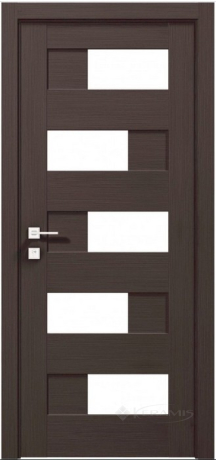 Дверное полотно Rodos Modern Verona 900 мм, с полустеклом, венге шоколадный