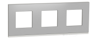 рамка Schneider Electric Unica New 3 пост., матовий алюміній, білий (NU600680)