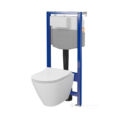 инсталляционный комплект Cersanit Aqua + унитаз City Oval подвесной с сиденьем, белый (S701-795)