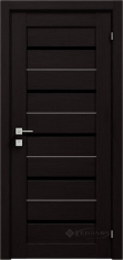 дверное полотно Rodos Modern Lazio 600 мм, с черным полустеклом, венге шоколадный