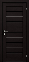 дверное полотно Rodos Modern Lazio 800 мм, с черным полустеклом, венге шоколадный
