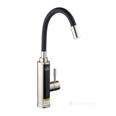 смеситель для кухни Kroner Volt с водонагревателем и дисплеем, никель/черный (Volt-ESG087RSS) CV023251