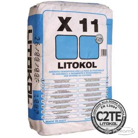 Клей для плитки Litokol  X11 цементная основа, серый 25 кг (X110025)