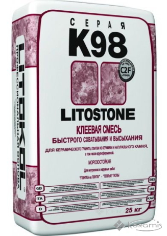 Клей для плитки Litokol Litostone К99 цементная основа, белый 25 кг (K990025)