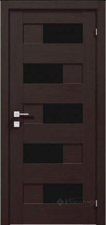 Дверное полотно Rodos Modern Verona 700 мм, с черным полустеклом, венге шоколадный