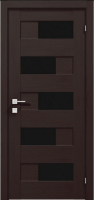 дверное полотно Rodos Modern Verona 900 мм, с черным полустеклом, венге шоколадный