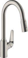 смеситель для кухни Hansgrohe Focus M с вытяжным душем, 2jet, sBox, сталь (71820800)