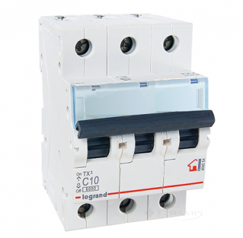 Автоматический выключатель Legrand Tx3 10 А, 400В, 3 п., Тип C, 6 kA (404054)