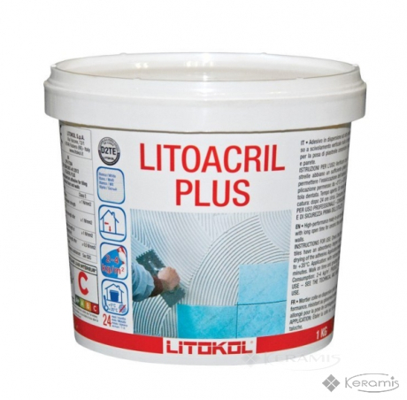 Клей для плитки Litokol Litoacril PLUS акрил основа, белый 5 кг D2TE (LACR0005)-