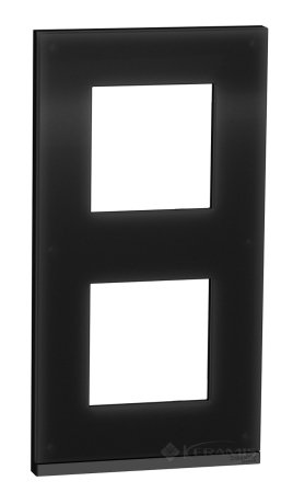 Рамка Schneider Electric Unica New 2 пост., черное стекло (NU6004V86)