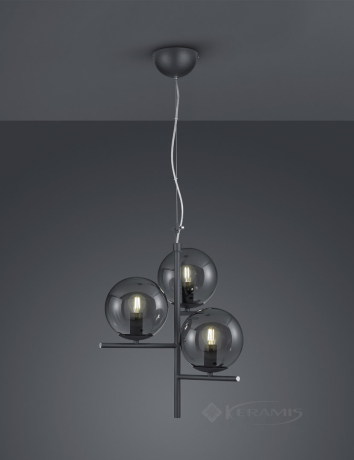 Подвесной светильник Trio Pure, антрацит, дымчатый, 3 лампы (302000342)