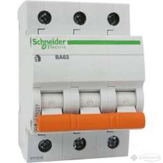 автоматический выключатель Schneider Electric Ва63 10 А, 230В/400В, 3 п., Тип C, 4,5 kA (11222)