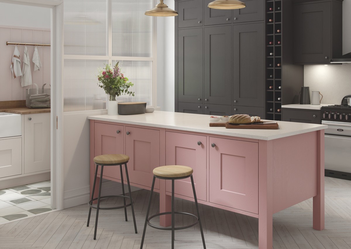 Кухня розовый с серым