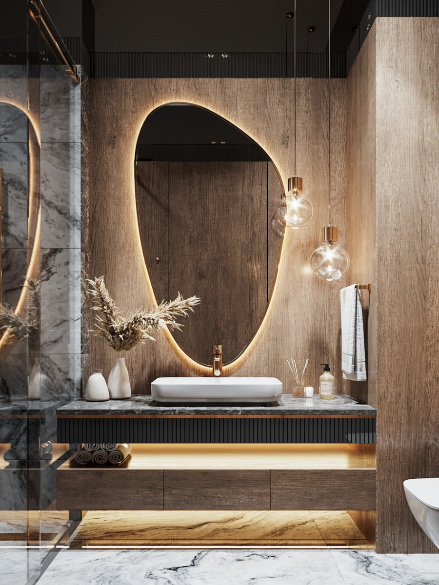 Дизайн ванной комнаты 2022. Фото 62
