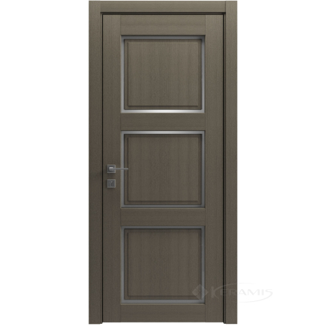 Дверне полотно Rodos Style 3 700 мм, напівскло, сірий дуб