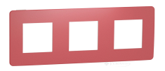 рамка Schneider Electric Unica New 3 пост., червона, біла (NU280613)