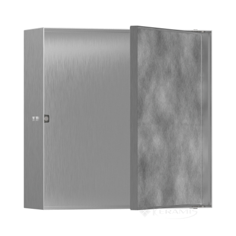 Поличка Hansgrohe XtraStoris Rock в стіні з дверцятами, 300x300x140, нержавіюча сталь (56091800)