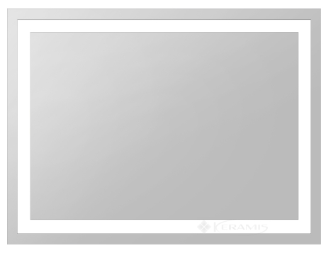 Дзеркало Volle 80x60 зі світлодіодним підсвічуванням, з кнопочним вимикачем, біле (16-60-580)