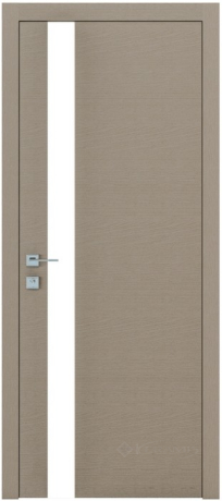 Дверное полотно Rodos Loft Berta V 600 мм, с полустеклом, ral 1019 коричневый, шпон