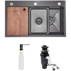 кухонная мойка Lidz Handmade H7545B 75х45 black PVD Honeycomb (LDH7545BDECPVD4837349134)