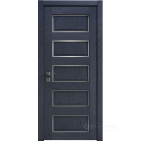 Дверное полотно Rodos Style 5 900 мм, полустекло, сосна браш cobalt