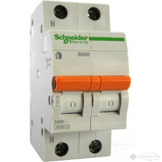 автоматичний вимикач Schneider Electric Ва63 20 A, 230В/400В, 2 п., Тип C, 4,5 kA (11214)