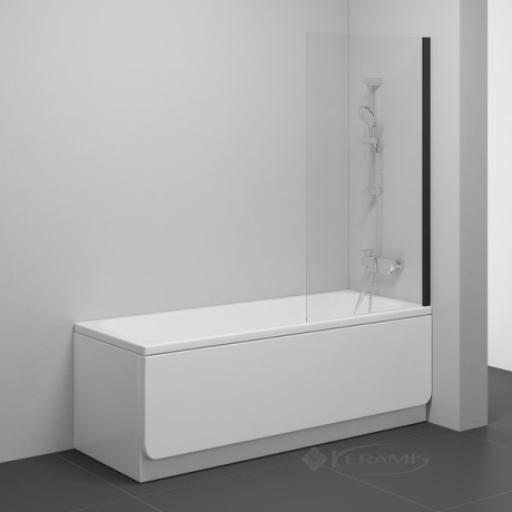 Штора для ванны Ravak NVS1-80 black + glass Transparent (7O840300Z1)