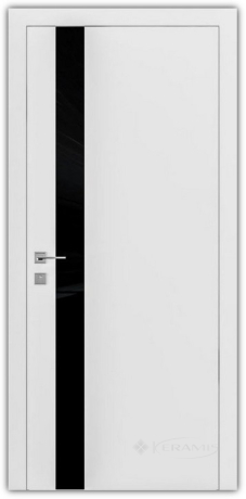 Дверное полотно Rodos Loft Berta V 600 мм, с полустеклом, белый мат