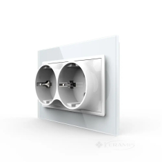 розетка Livolo 2 пост., 16 А, 220 В, с рамкой, белый стекло (VL-C7CTF16A.TF16A-WP)