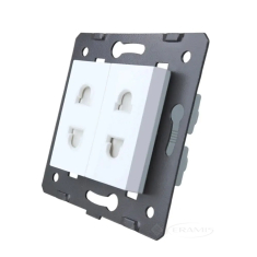 механизм универсальная розетка Livolo 2 в 1 двойная, 16 А, 220 В, белый (VL-FCT25 16A-2WP)