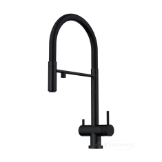 змішувач для кухні на дві води Wezer з висувним виливом, чорний (TOP4-01-BLACK)