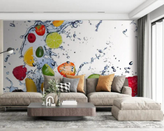 фотошпалери Photowall фрукти бризкають у воду, м2