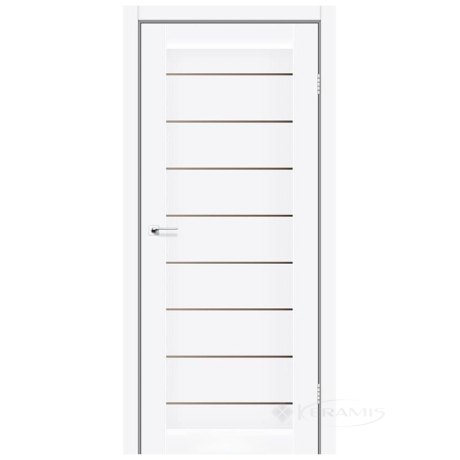 Дверное полотно Leador Neapol 800х2000, белый матовый, стекло сатин белый