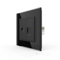 розетка комп'ютерна RJ-45 та TV розетка Livolo чорний скло (VL-C791VC-12)