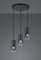 подвесной светильник Trio Robin, черный матовый, дымчатый, 3 лампы (310630332)