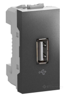 розетка Schneider Electric Unica USB, 1 пост.,100-240 В, без рамки, графит (MGU3.429.12)