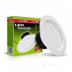 точковий світильник Eurolamp DownLight 5W 4000K, врізний, білий (LED-DLR-5/4(Е))