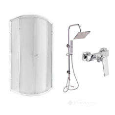 душова кабіна Qtap Presto 90x90 + душова стійка + змішувач для душу (PRECRM1099AP544847)