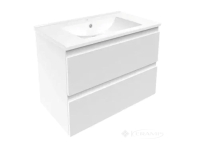 тумбочка підвісна Volle Leon 80х60х46 з умивальником, біла (1915.361007+13-01-080B)