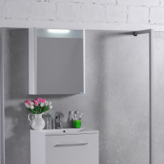 шкаф с зеркалом Fancy Marble Santorini 71х62х15,5 white с подсветкой
