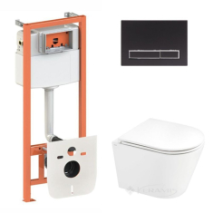 унитаз Qtap Scorpio Ultra Quiet + инсталляционная система Nest + линейная клавиша черный матовый (QT1433053EUQW45167)