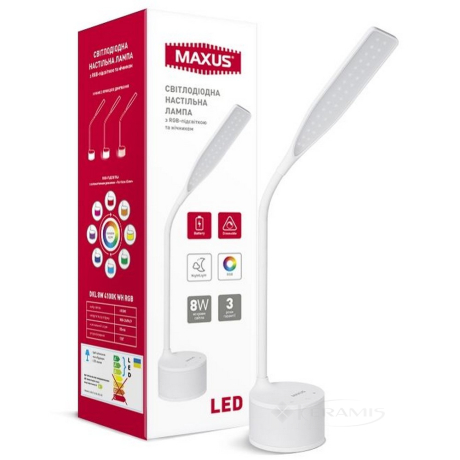 Настільна лампа Maxus Desklamp 8W 4100K WH RGB (1-MAX-DKL-001-03)