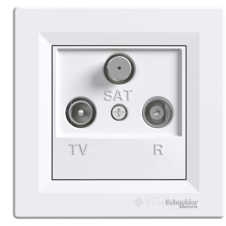Розетка Schneider Electric Asfora TV-R-SAT, 1 пост., с рамкой, белая (EPH3500121)