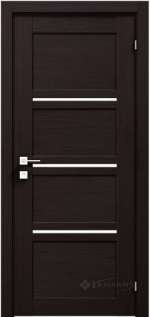 Дверное полотно Rodos Modern Quadro 700 мм, с полустеклом, венге шоколадный