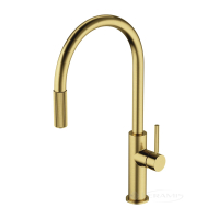 смеситель для кухни Omnires Switch на две воды с выдвижным изливом, brushed brass (SW9059BSB)