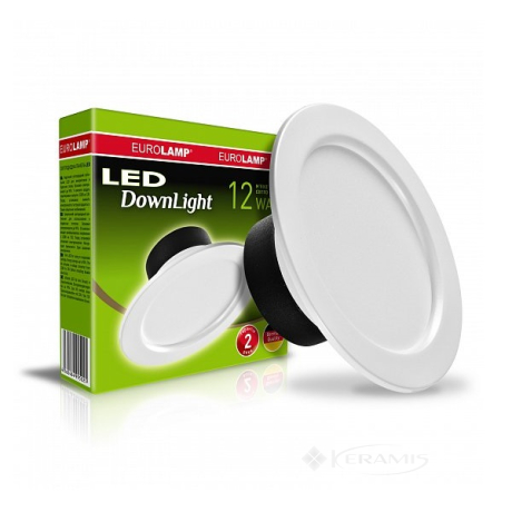 Точковий світильник Eurolamp DownLight 12W 3000K, врізний, білий (LED-DLR-12/3(Е))