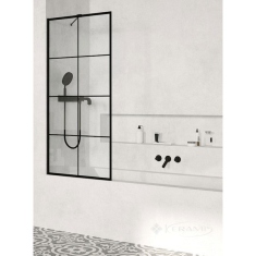 штора для ванны Radaway Modo PNJ 90 безопасное стекло, factory, чёрная (10006090-54-55)