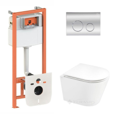 унитаз Qtap Scorpio Ultra Quiet + инсталляционная система Nest + круглая клавиша хром (QT1433053EUQW45165)