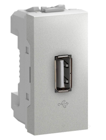 Розетка Schneider Electric Unica USB, 1 пост., 100-240 В, без рамки, алюміній (MGU3.429.30)