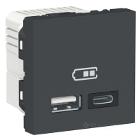 розетка Schneider Electric Unica New USB 1 пост., 2,4 А, 100-240 В, без рамки, антрацит (NU301854)